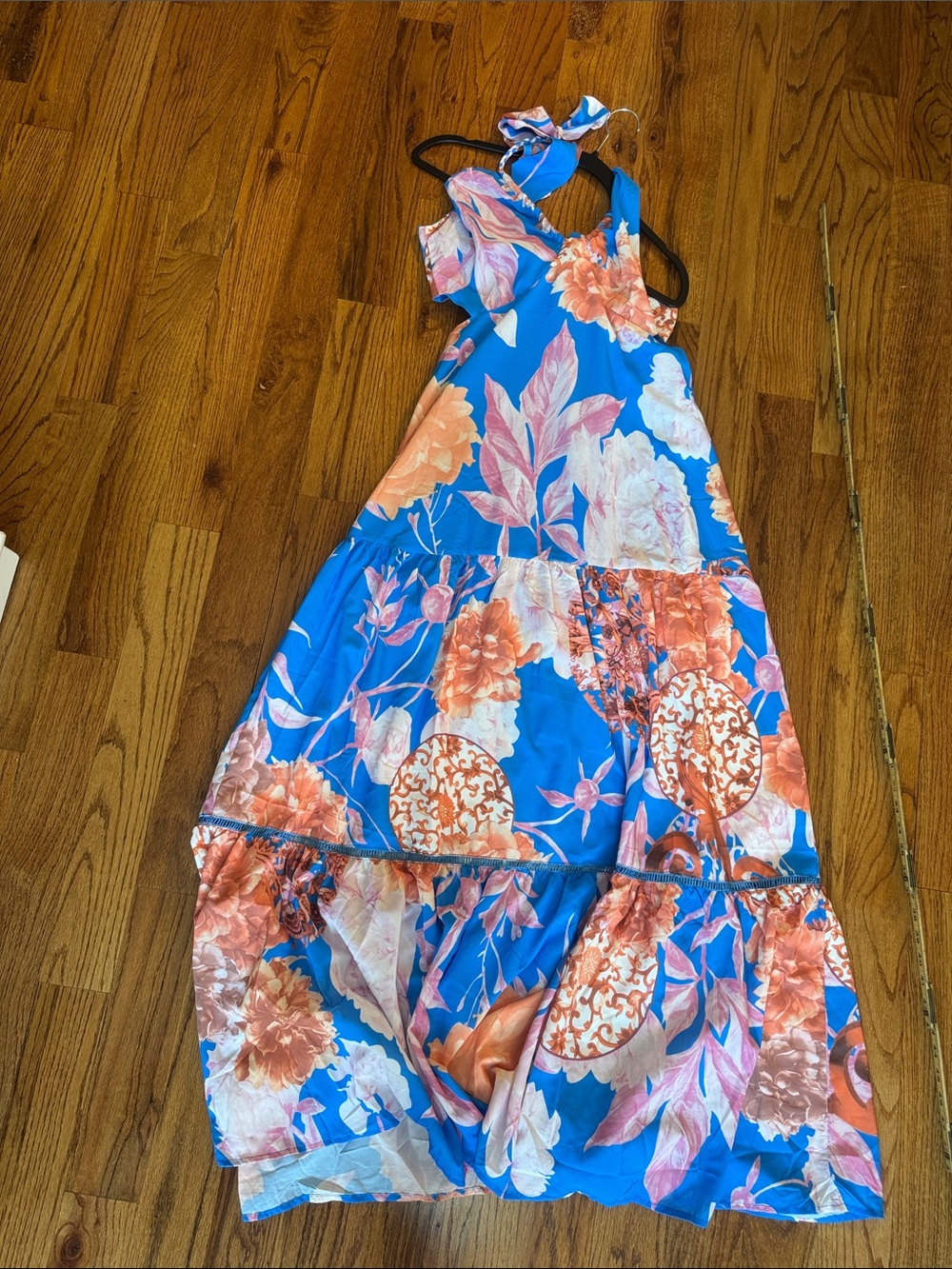 Blue Floral Halter Maxi Dress
